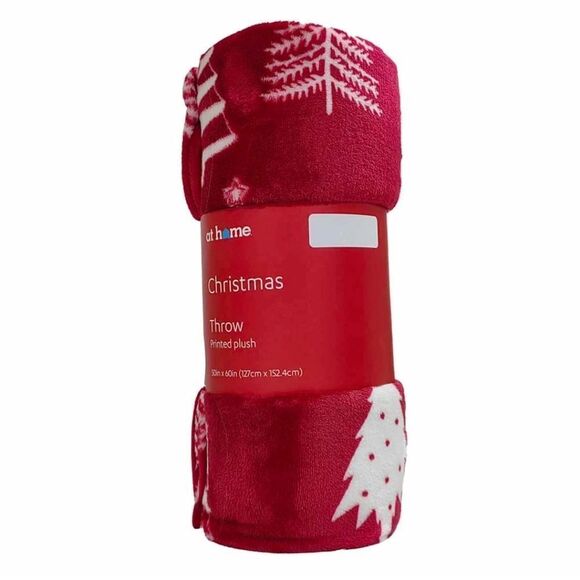 Nwt Christmas Red Merry Trees Plush Throw Blanket, 50x60 - Picture 7 of 8